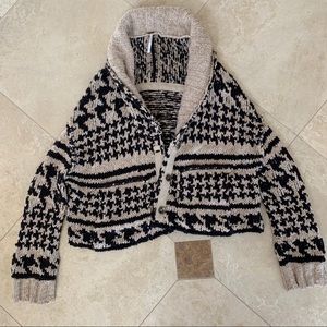 Free People Beige and Black Knit Cardigan